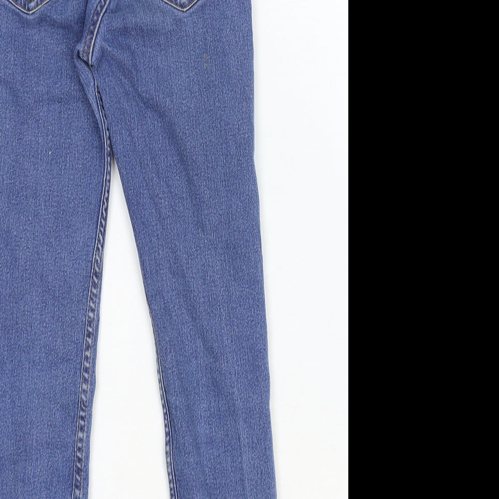 Skinny & Denim Girls Blue Cotton Straight Jeans Size 9-10 Years Regular Zip