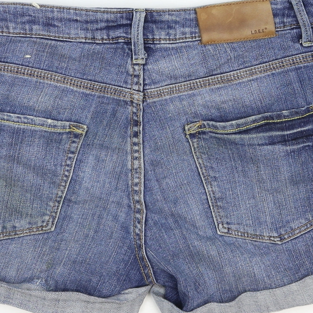 L.O.G.G Womens Blue Cotton Boyfriend Shorts Size 4 Regular Zip