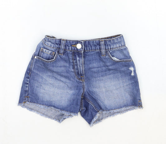 NEXT Girls Blue Cotton Cut-Off Shorts Size 8 Years Regular Zip