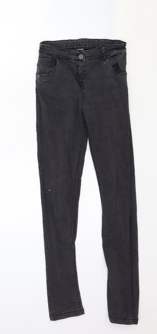 TU Girls Black Cotton Skinny Jeans Size 13 Years Regular Zip