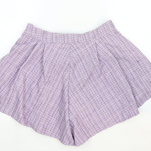 AMY & CLO Womens Purple Geometric Cotton Culotte Shorts Size L Regular Zip