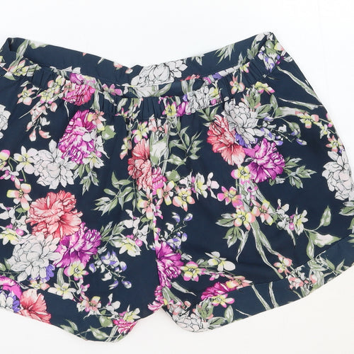 Preworn Womens Multicoloured Floral Viscose Basic Shorts Size 10 Regular Pull On