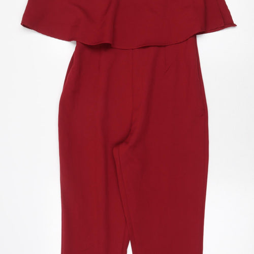Missguided Womens Red Polyester Jumpsuit One-Piece Size 8 Zip