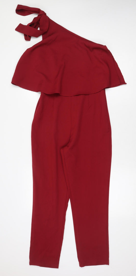 Missguided Womens Red Polyester Jumpsuit One-Piece Size 8 Zip