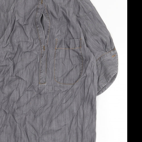Oliver Bonas Womens Grey Lyocell Kaftan Size 10 Round Neck Button