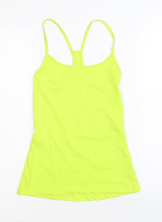 Marks and Spencer Womens Yellow Polyester Basic Tank Size 6 Scoop Neck Pullover - Neon Racerback