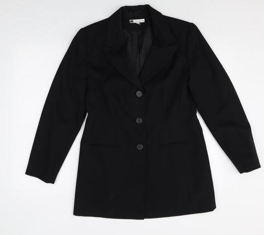lassic Women Womens Black Polyester Jacket Blazer Size 12