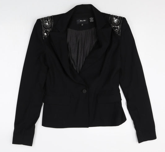 Miss Me Womens Black Polyester Jacket Blazer Size S - Beaded