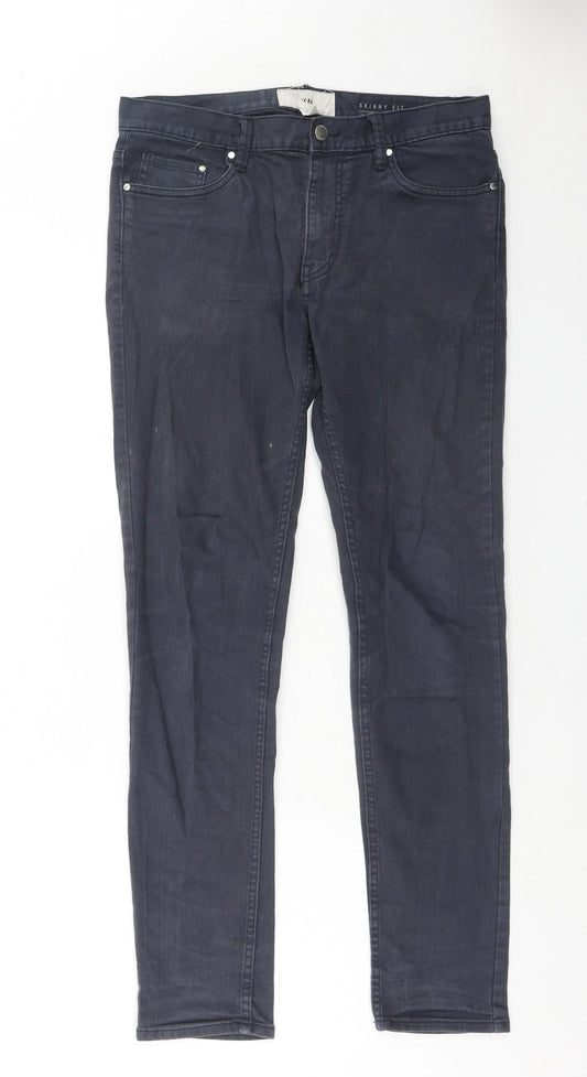 H&M Mens Blue Cotton Skinny Jeans Size 30 in Regular Zip