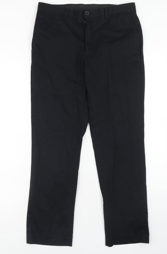 Claiborne Mens Black Cotton Trousers Size 32 in L30 in Regular Zip