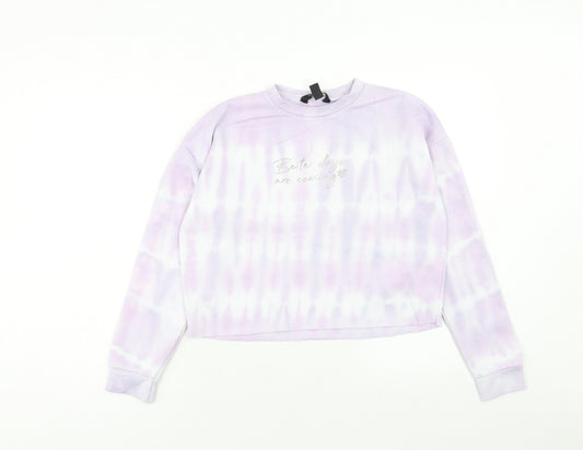 New Look Girls Purple Cotton Pullover Sweatshirt Size 12-13 Years Pullover - Better Days are Coming