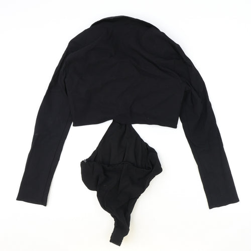 Zara Womens Black Polyester Bodysuit One-Piece Size L Zip - Cut Out