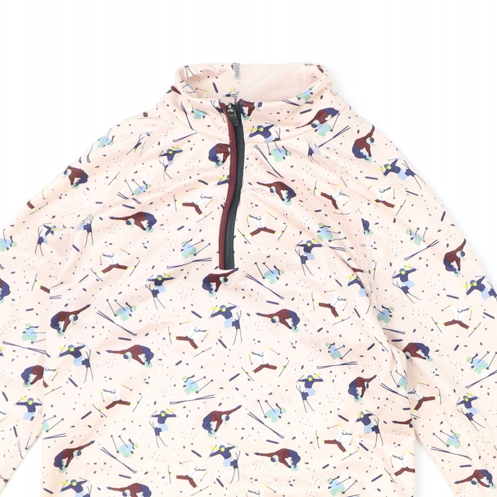 DECATHLON Girls Pink Geometric Polyester Pullover Sweatshirt Size 10 Years Zip - Birds