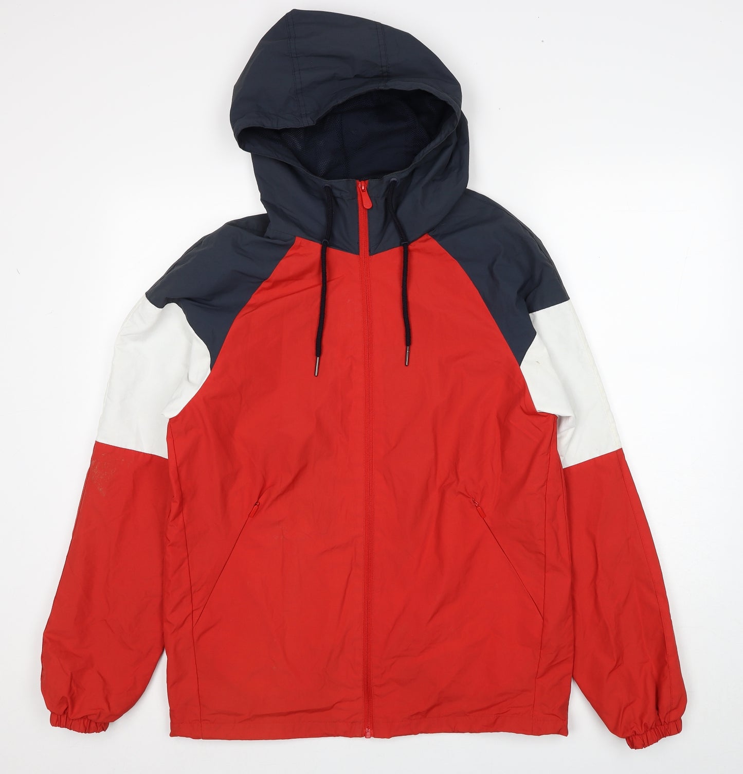 Pull&Bear Mens Red Anorak Coat Size S Zip