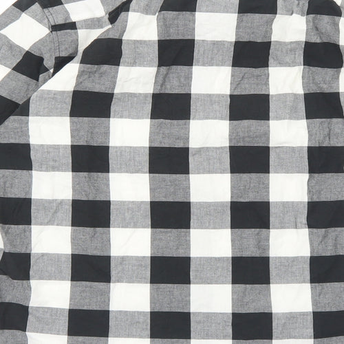 Topman Mens Black Check Cotton Button-Up Size M Collared Button
