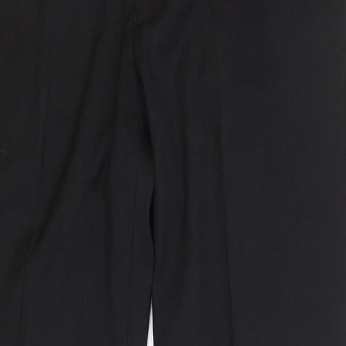 Marks and Spencer Mens Black Polyester Trousers Size 36 in Regular Hook & Eye