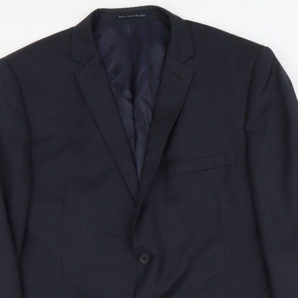 Paul Costelloe Mens Blue Polyester Jacket Suit Jacket Size XL Regular