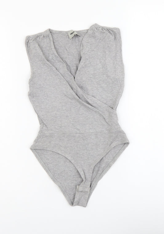 ASOS Womens Grey Cotton Bodysuit One-Piece Size 8 Snap