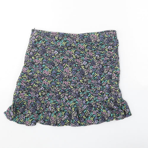 Marks and Spencer Girls Multicoloured Geometric Viscose A-Line Skirt Size 10-11 Years Regular Zip