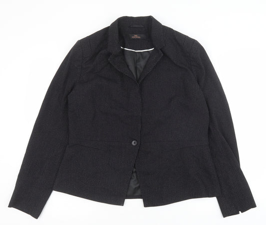 NEXT Womens Black Striped Polyester Jacket Blazer Size 16