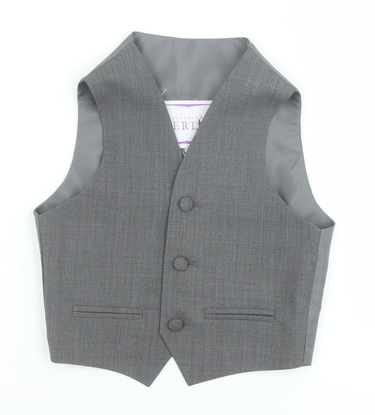 Berlinton Bertie Boys Grey Jacket Waistcoat Size 3-4 Years Button