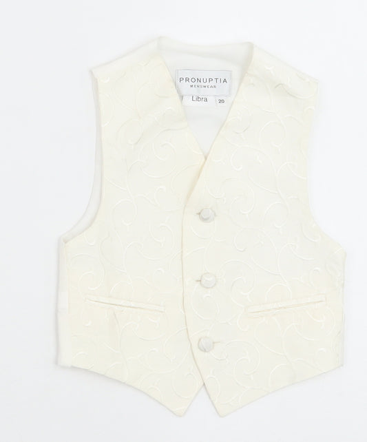 Pronuptia Boys Ivory Geometric Jacket Waistcoat Size 2 Years Button - Textured