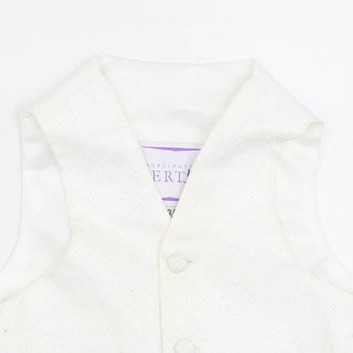 Berlington Bertie Boys White Geometric Jacket Waistcoat Size 3-4 Years Button