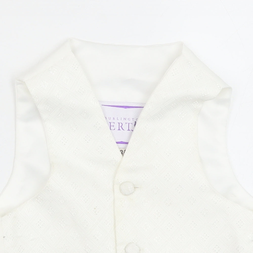 Berlington Bertie Boys White Geometric Jacket Waistcoat Size 3-4 Years Button