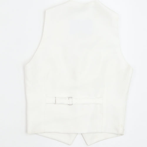 Berlington Bertie Boys White Geometric Jacket Waistcoat Size 7-8 Years Button