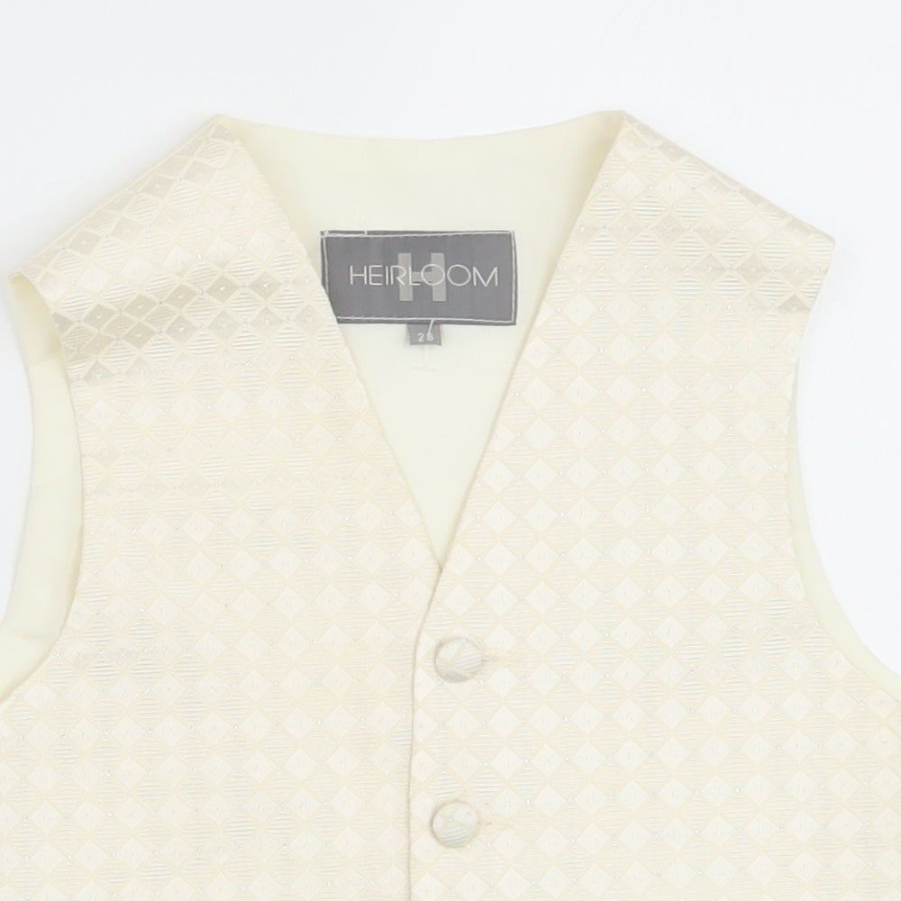HEIRLOOM Boys Ivory Geometric Jacket Waistcoat Size 7-8 Years Button