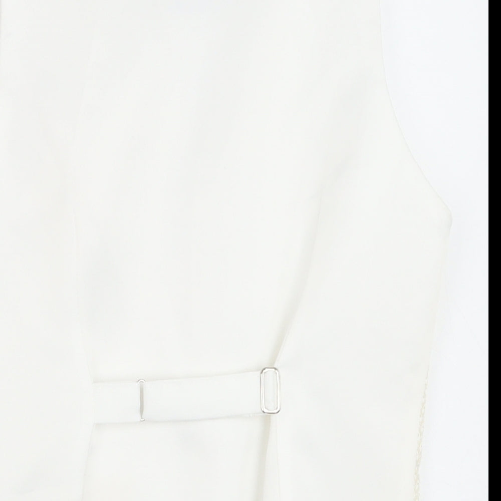 Pronuptia Boys Ivory Geometric Jacket Waistcoat Size 7-8 Years Button