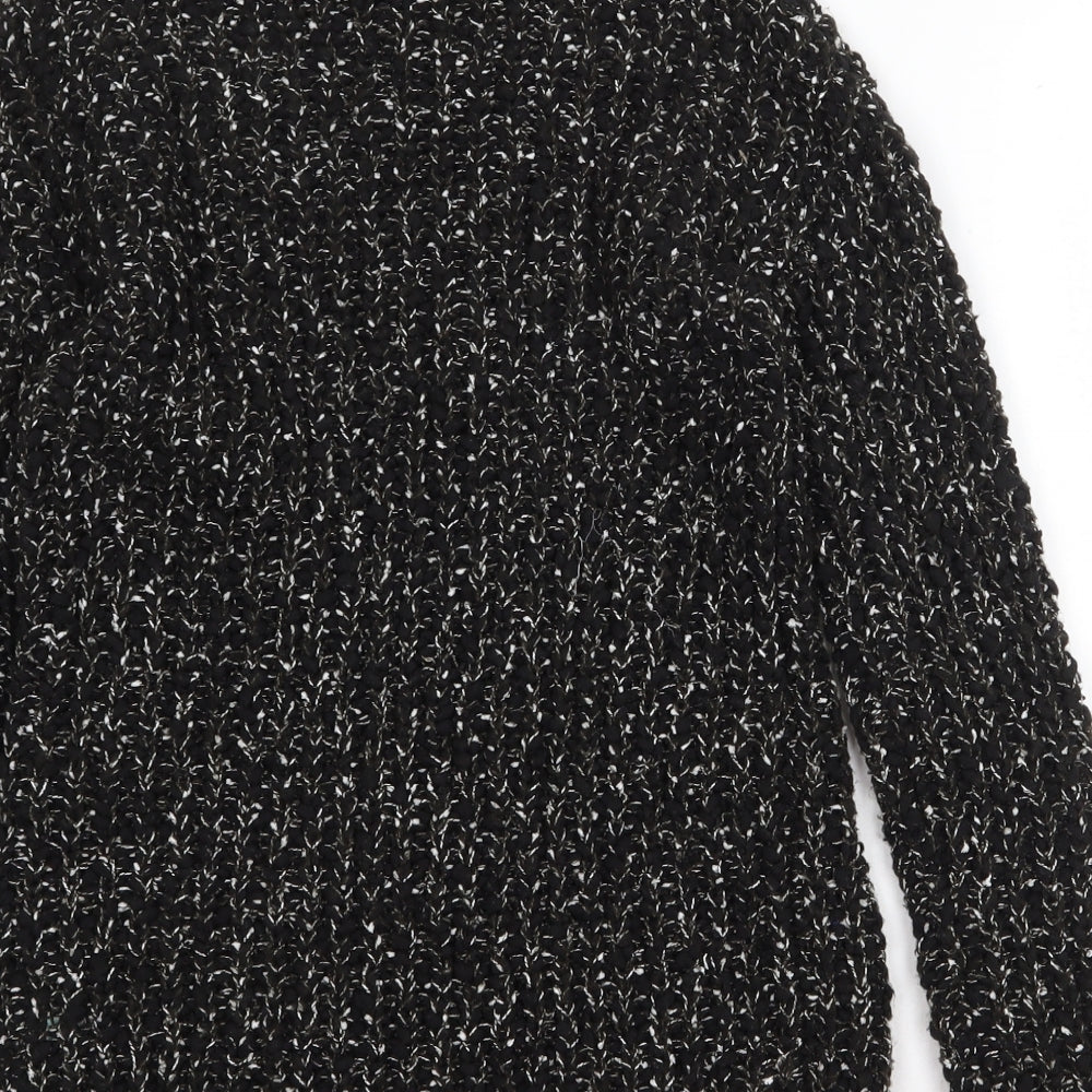 Matalan Mens Black Mock Neck Polyester Pullover Jumper Size S Long Sleeve