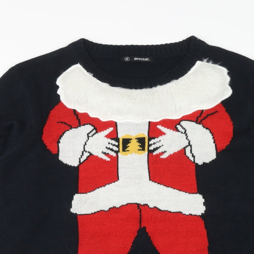 Avenue Mens Blue Round Neck Acrylic Pullover Jumper Size M Long Sleeve - Santa