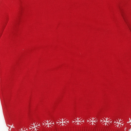In the Style Mens Red Round Neck Acrylic Pullover Jumper Size M Long Sleeve - Christmas, Size M-L
