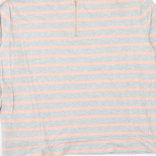 Witchery Womens Grey Striped Cotton Basic Blouse Size S Scoop Neck