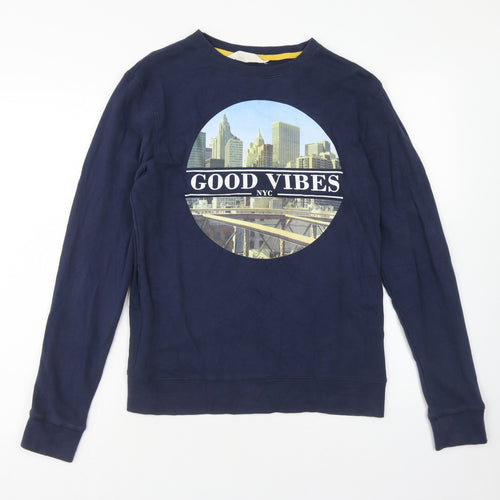 H&M Boys Blue Cotton Pullover Sweatshirt Size 14-15 Years Pullover - Good Vibes