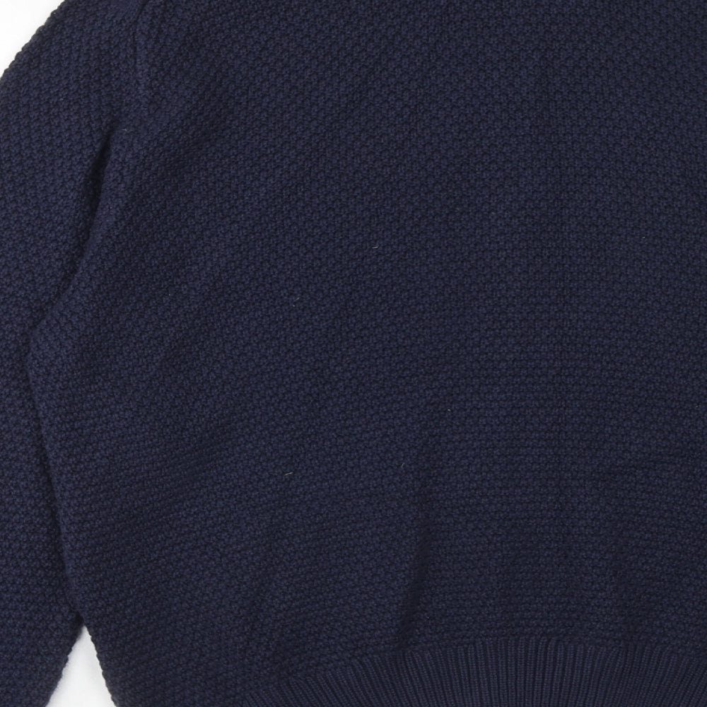 TU Mens Blue Round Neck Cotton Pullover Jumper Size M Long Sleeve