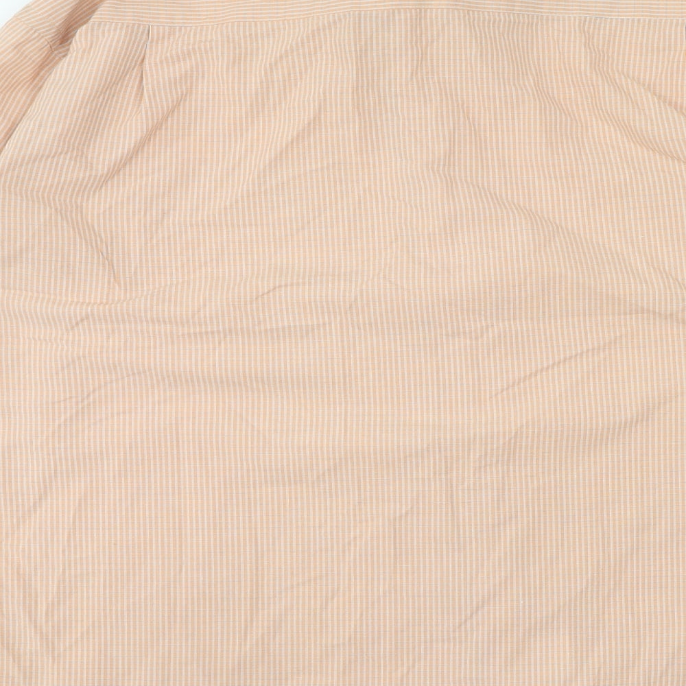 Daniel Hechter Mens Orange Striped Cotton Button-Up Size 15.5 Collared Button