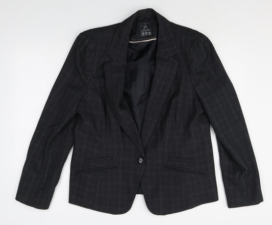 Atmosphere Womens Black Check Polyester Jacket Blazer Size 20