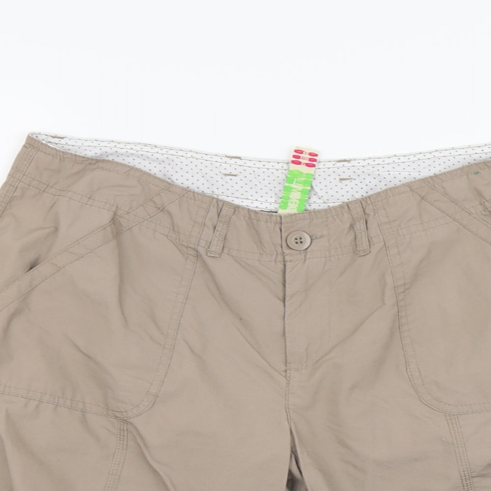 Denim & Co. Womens Beige Cotton Chino Shorts Size 12 L7 in Regular Button