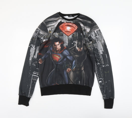Superman Mens Grey Polyester Pullover Sweatshirt Size S - Batman