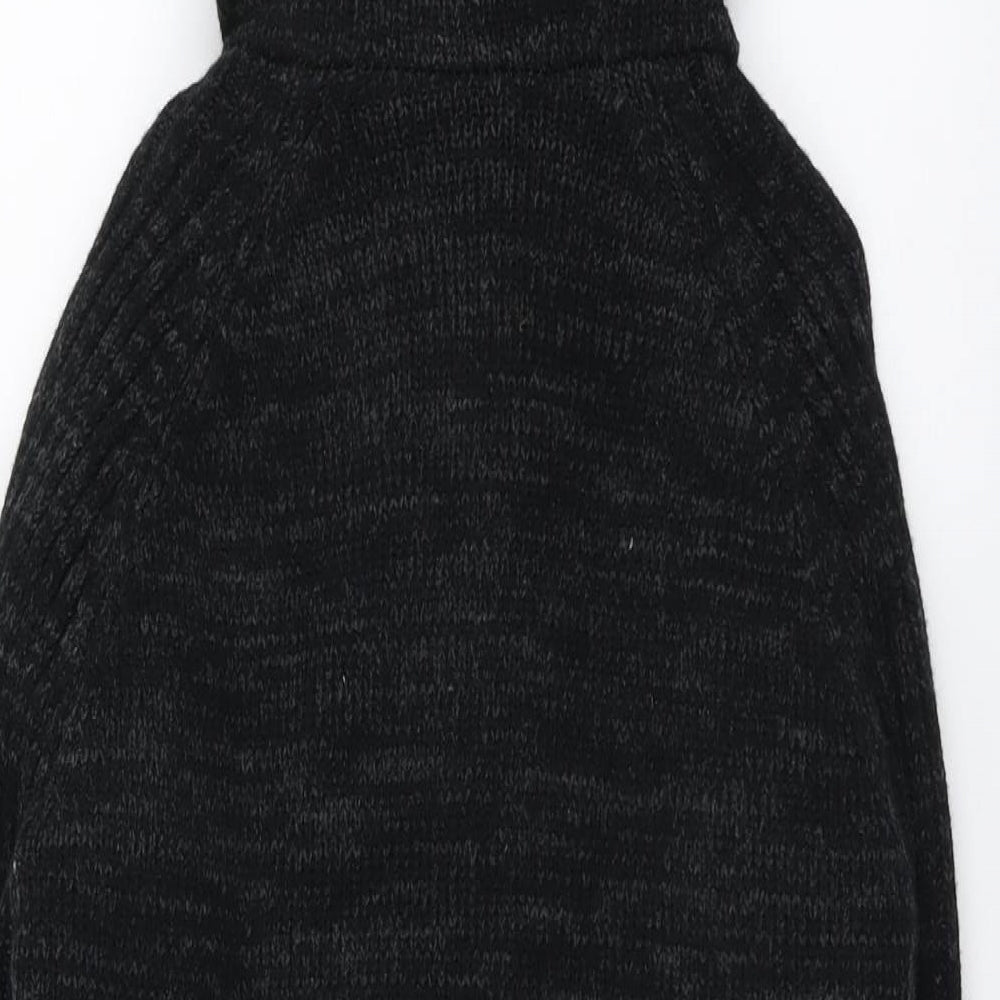 Primark Mens Black Round Neck Acrylic Full Zip Jumper Size XS Long Sleeve
