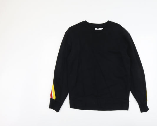 Topman Mens Black Cotton Pullover Sweatshirt Size XS - Sleeve Stripe Detail