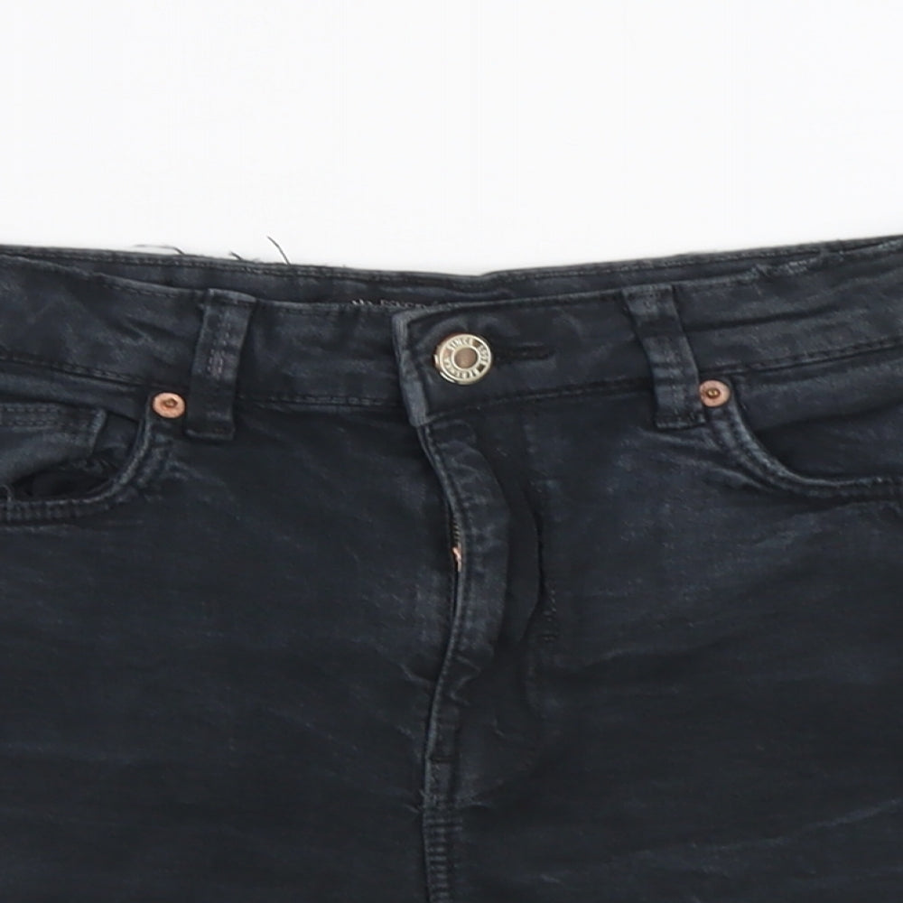 Bershka Womens Black Cotton Hot Pants Shorts Size 8 L3 in Regular Button