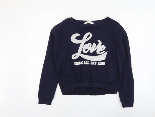 H&M Girls Blue Cotton Pullover Sweatshirt Size 12-13 Years Pullover - Love
