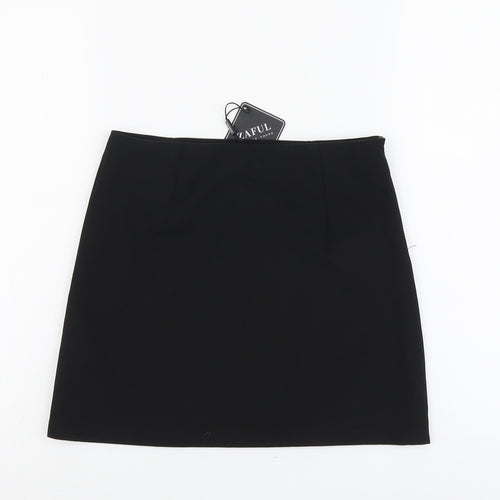 Zaful Womens Black Polyester Mini Skirt Size 4 Zip