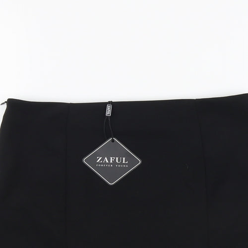 Zaful Womens Black Polyester Mini Skirt Size 4 Zip
