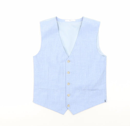 Marks and Spencer Boys Blue Jacket Waistcoat Size 13-14 Years Button