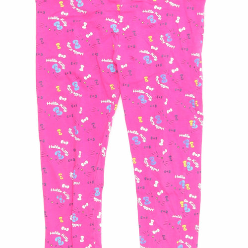 M&Co Girls Pink Geometric Cotton Jogger Trousers Size 5-6 Years Regular - Leggings Hello Kitty
