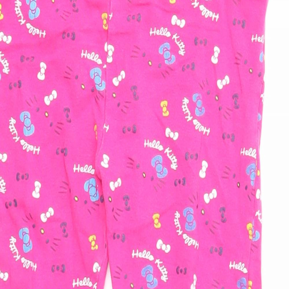M&Co Girls Pink Geometric Cotton Jogger Trousers Size 5-6 Years Regular - Leggings Hello Kitty